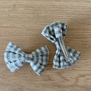 Hair bow fabric accessories plaid checker print